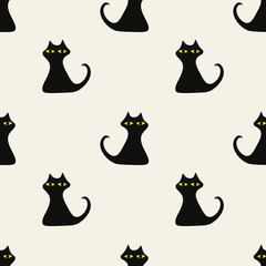 Cat Abstract vector illustration seamless pattern. Vector templates for card, poster, flyer, banner and other use.Wrapping paper,textile,fabric.