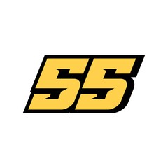 Racing star number 55 isolated on white background