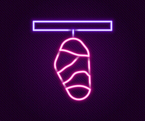 Glowing neon line Butterfly cocoon icon isolated on black background. Pupa of the butterfly. Colorful outline concept. Vector