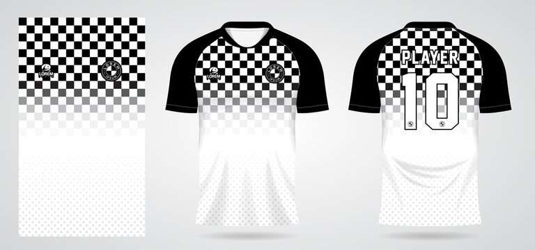 black white chess sports jersey template for team uniforms and Soccer t shirt design