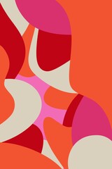 set of abstract shapes lines circles of orange white and pink colors hand drawn digital illustration