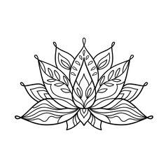 Hand drawn lotus flower tattoo design. Graphic mandala pattern.