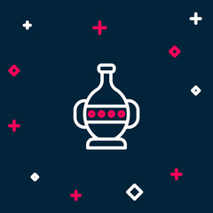 Line Ancient amphorae icon isolated on blue background. Colorful outline concept. Vector