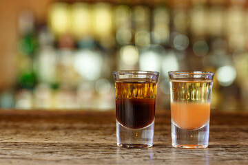Two cocktails on the bar