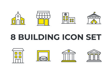 building set icon, isolated building set sign icon, vector illustration