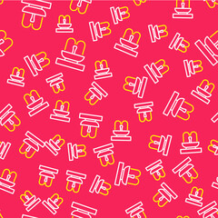 Line Fountain icon isolated seamless pattern on red background. Vector