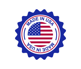 USA label with american flag. simple flat vector illustration. made in america.
