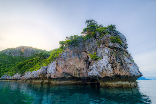 Rock island, stone, sea and blue sky "Ao Song Pee Nong"Angthong marine National Park, Ko Phaluai, Ko Samui District, Surat Thani, Mu Ko Ang Thong National Park, Gulf of Thailand,