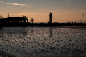 Silouette Leuchtturm Podersdorf am Neusiedlersee