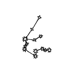 Aquarius sign zodiac astrology vector linocut print illustration constellation