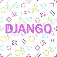 Conceptual business illustration with the words django. Learn django programming language, computer courses, training.