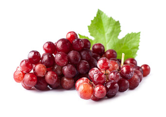 Fototapeta premium Sweet grapes with leaves on white backgrounds