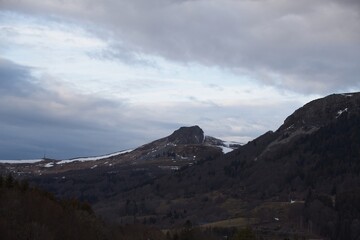 snow covered mountains in winter