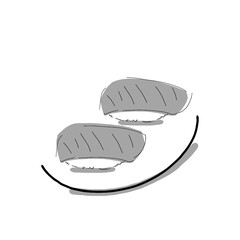 Hand drawn illustration of nigiri sushi in simple drawing 