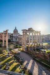 Fototapeta na wymiar Roman Forum at sunrise, Rome, Italy