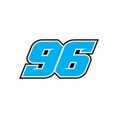 Racing star number 96 isolated on white background