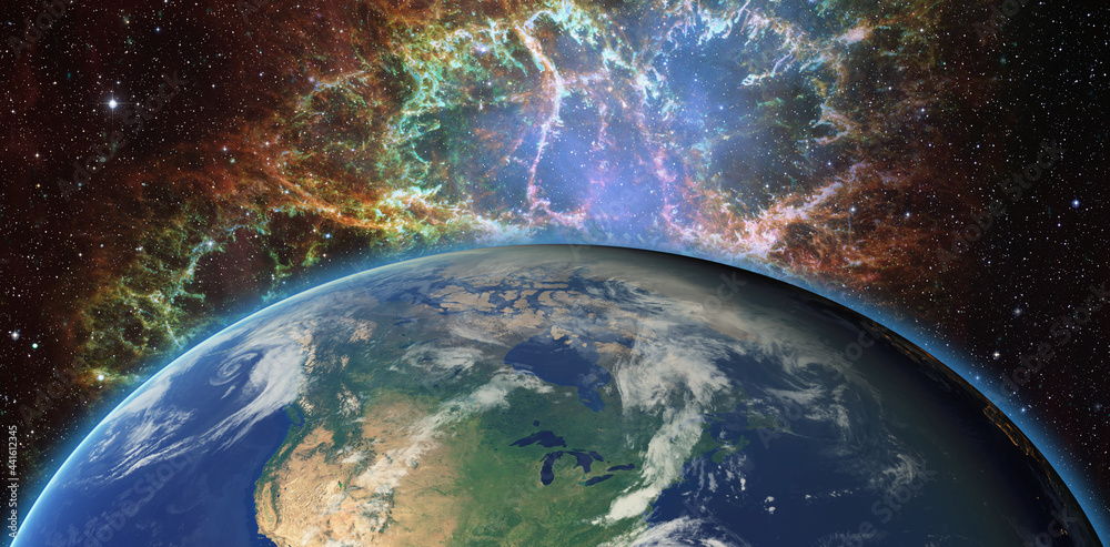 Aufkleber supernova explosion in the center of galaxy 