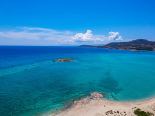 Fototapeta na wymiar Iconic aerial view over the oldest submerged lost city of Pavlopetri in Laconia, Greece. About 5,000 years old Pavlipetri is the oldest city in the Mediterranean sea