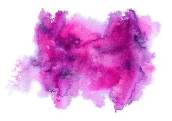 Pink watercolor background for textures and backgrounds.Abstract watercolor hand drawn illustration.Pink splash	