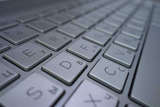 Close-up. Aluminum keyboard from a laptop.