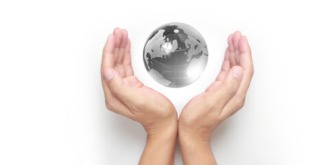 Glass globe in hand,Energy saving concept, by NASA