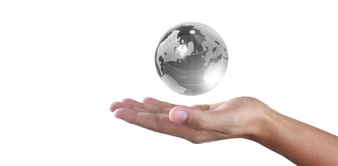 Glass globe in hand,Energy saving concept, by NASA