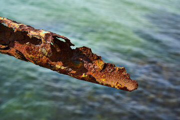 Corrosion of metal. Rusty pipe.