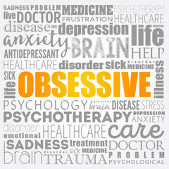 Obsessive word cloud collage, health concept background