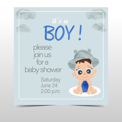  Baby shower invitations. Newborn baby boy invitation and shower card. It's a boy. Baby shower invitations in blue