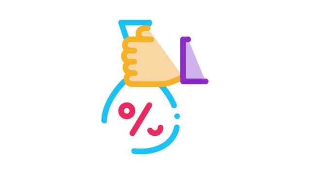 Hand Giving Percent Icon Animation. color Hand Giving Percent animated icon on white background