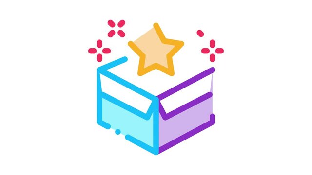 Star Bonus Box Icon Animation. color Star Bonus Box animated icon on white background