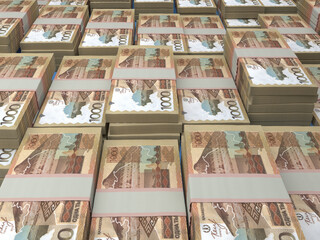 Fototapeta na wymiar Kazakhstani money. Kazakhstani tenge banknotes. 1000 KZT tenge bills.