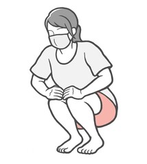 マスク　屈伸　女性　ストレッチ