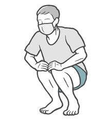 マスク 　屈伸　老人　おじいさん　ストレッチ