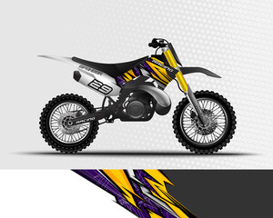 Obraz premium Motocross motorcycle wrap decal and vinyl sticker design with abstract background.