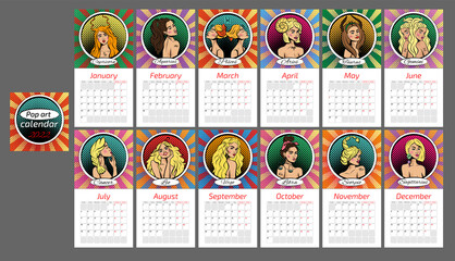 Calendar 2022 with zodiac signs.