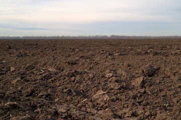 Treated soil. Land for planting agricultural plants. Background.