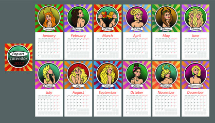 Calendar 2022 with zodiac signs.