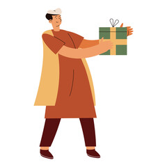 Indian man with gift