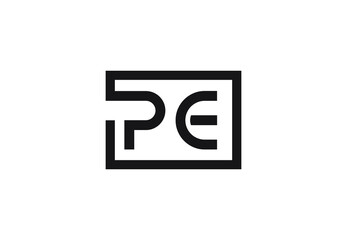 PE letter logo design