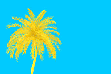 Obraz premium Yellow Tropical Palm Tree in Duotone Style. 3d Rendering