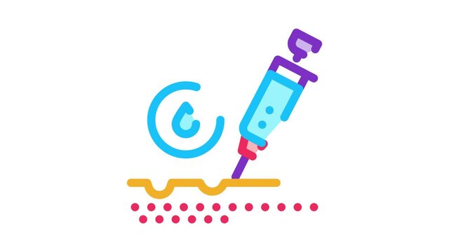 Subcutaneous Injection for Rejuvenation Icon Animation. color Subcutaneous Injection for Rejuvenation animated icon on white background