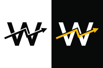 Letter W with chart arrow up concept. Very suitable in various business purposes, also for icon, symbol, logo name and many more.