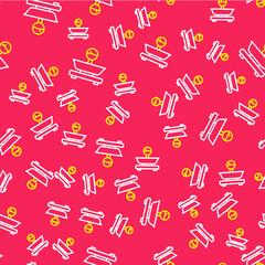 Line Scales icon isolated seamless pattern on red background. Weight measure equipment. Vector