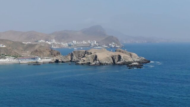 Panoramic view of San Bartolo beach in Lima - Peru (aerial photography)