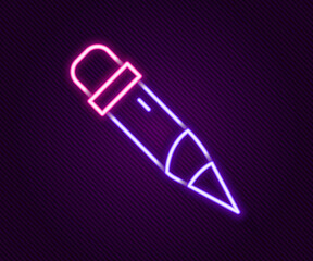 Glowing neon line Pencil with eraser icon isolated on black background. Drawing and educational tools. School office symbol. Colorful outline concept. Vector