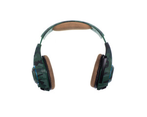 gaming military headphones isolated on white background