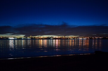 night view of the city of the port
