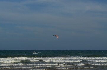kite surfing on the sea