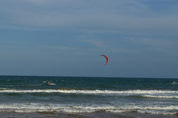 kite surfing on the beach